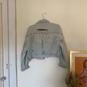 Blue B Fringe Embellished Denim Jacket M/L